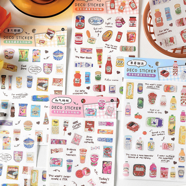 Food Junk Journal Stickers, Food Stickers Scrapbooking